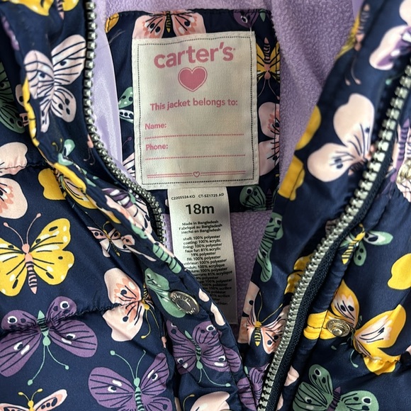 Carter’s Butterfly Winter Jacket - Picture 2 of 4